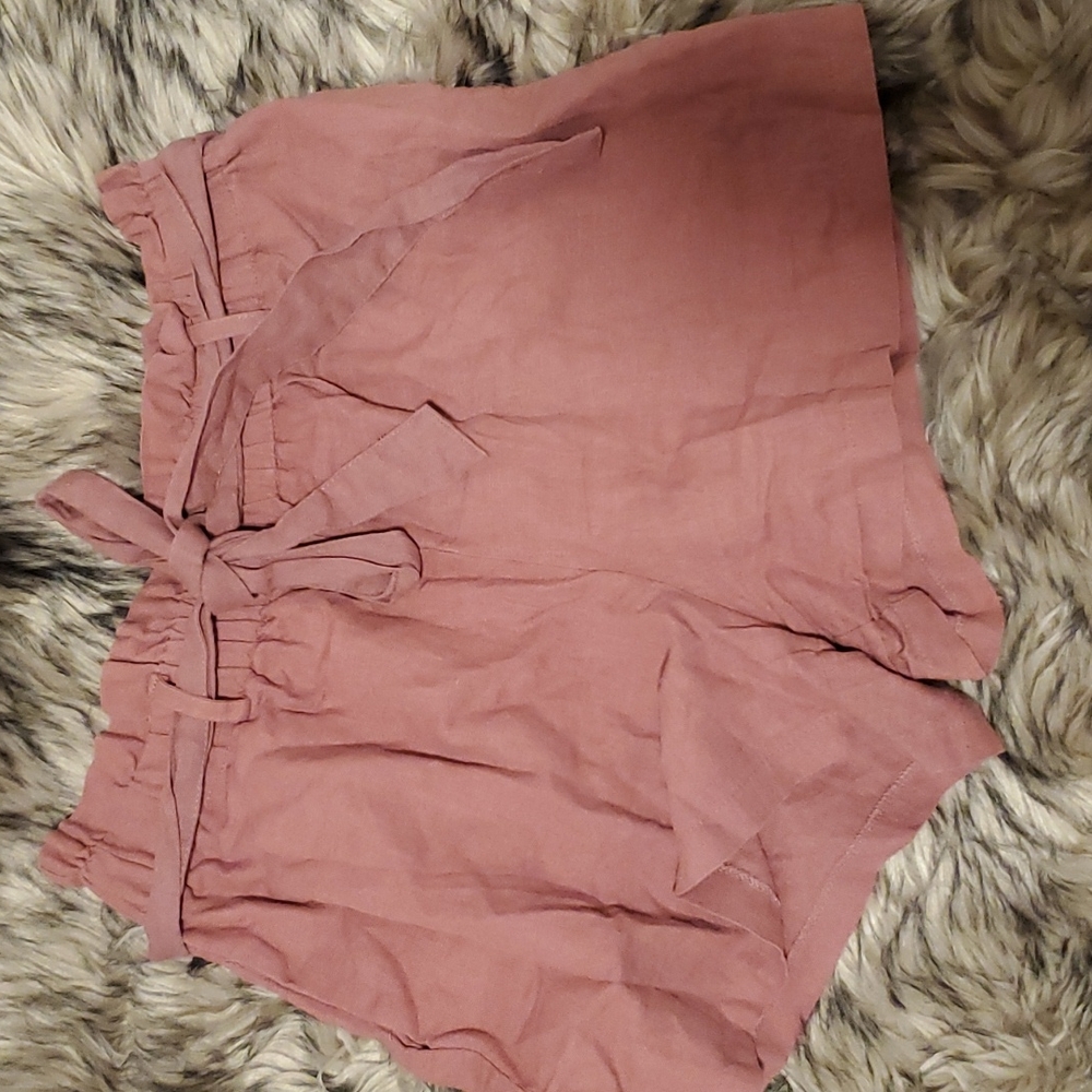 Pink paper bag shorts